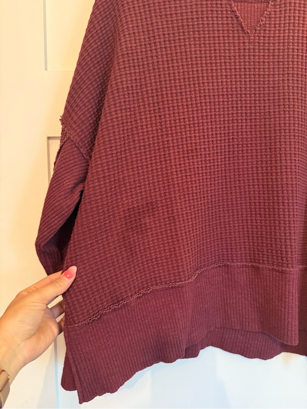American Eagle Outfitters Waffle Knit Pullover - Burgundy - Picture 4 of 4